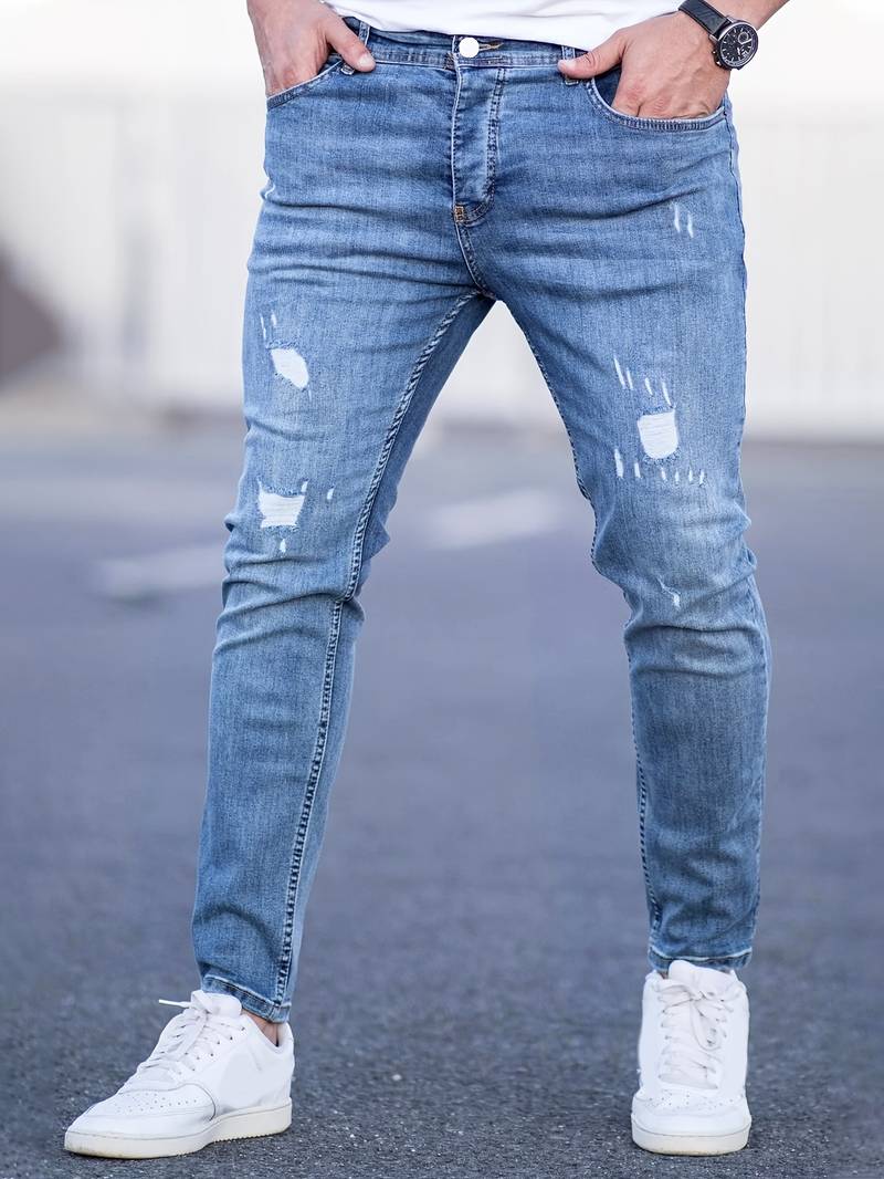 Herren Skinny Jeans | Ripped Stretch Denim mit Schlanker Passform