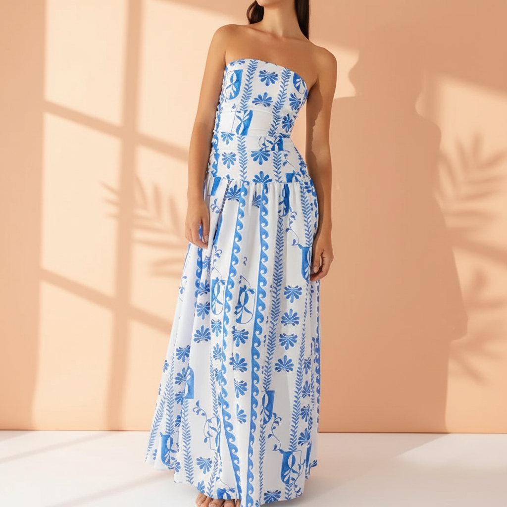Damen Lässig Karomuster Sommer Maxikleid