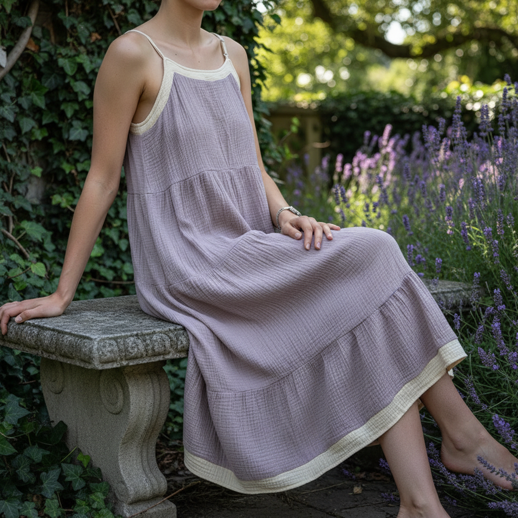 Damen Spaghettiträger Mehrstufig Sommerkleid
