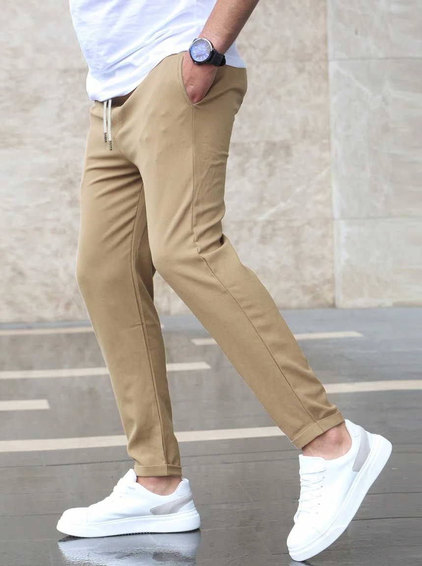 Herren Stretch Chinohose | Entspannte Passform mit Kordelzug