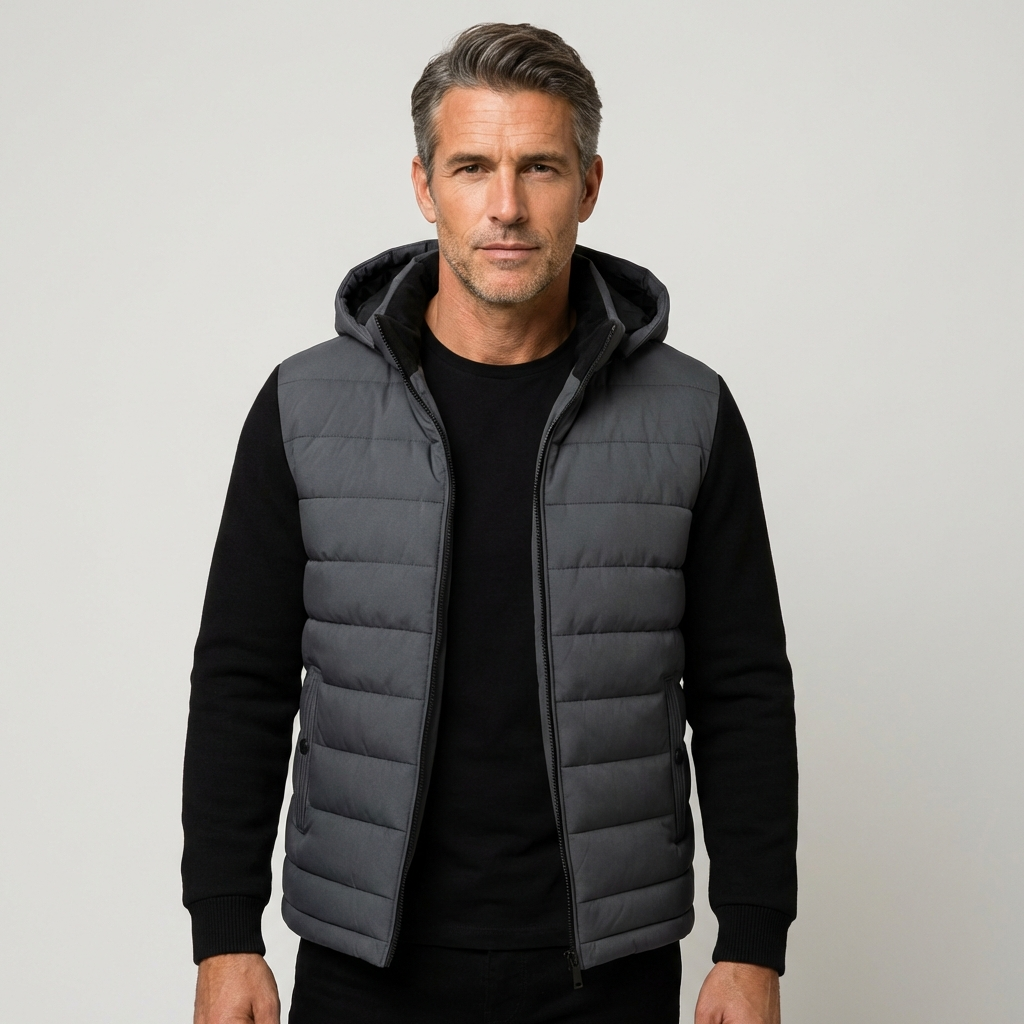 Wattierte Steppjacke mit Kapuze und Reißverschluss