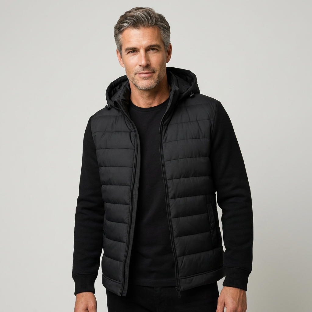 Wattierte Steppjacke mit Kapuze und Reißverschluss