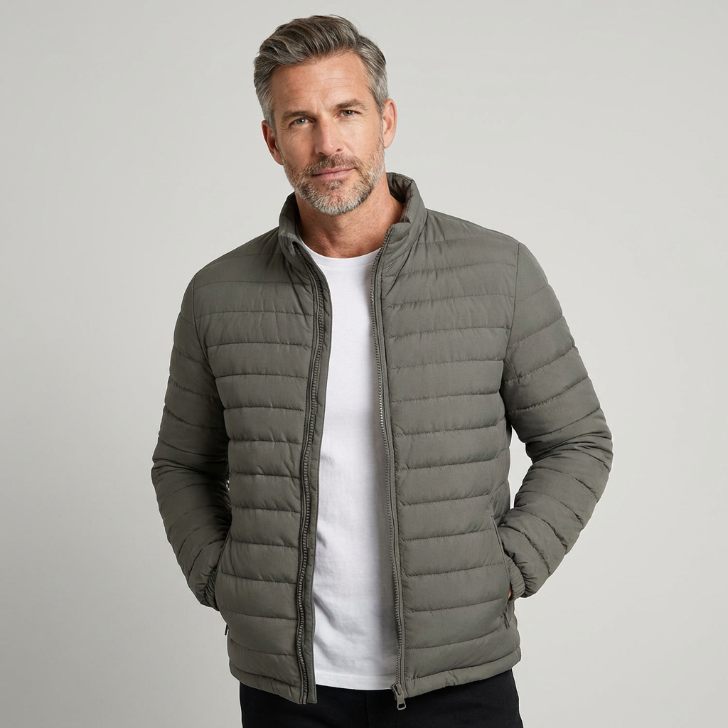 Wattierte Steppjacke mit Reißverschluss und Stehkragen