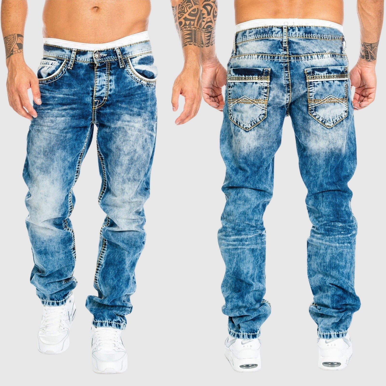 Herren Baggy Jeans | Verwaschen mit weitem Schnitt und tiefem Sitz