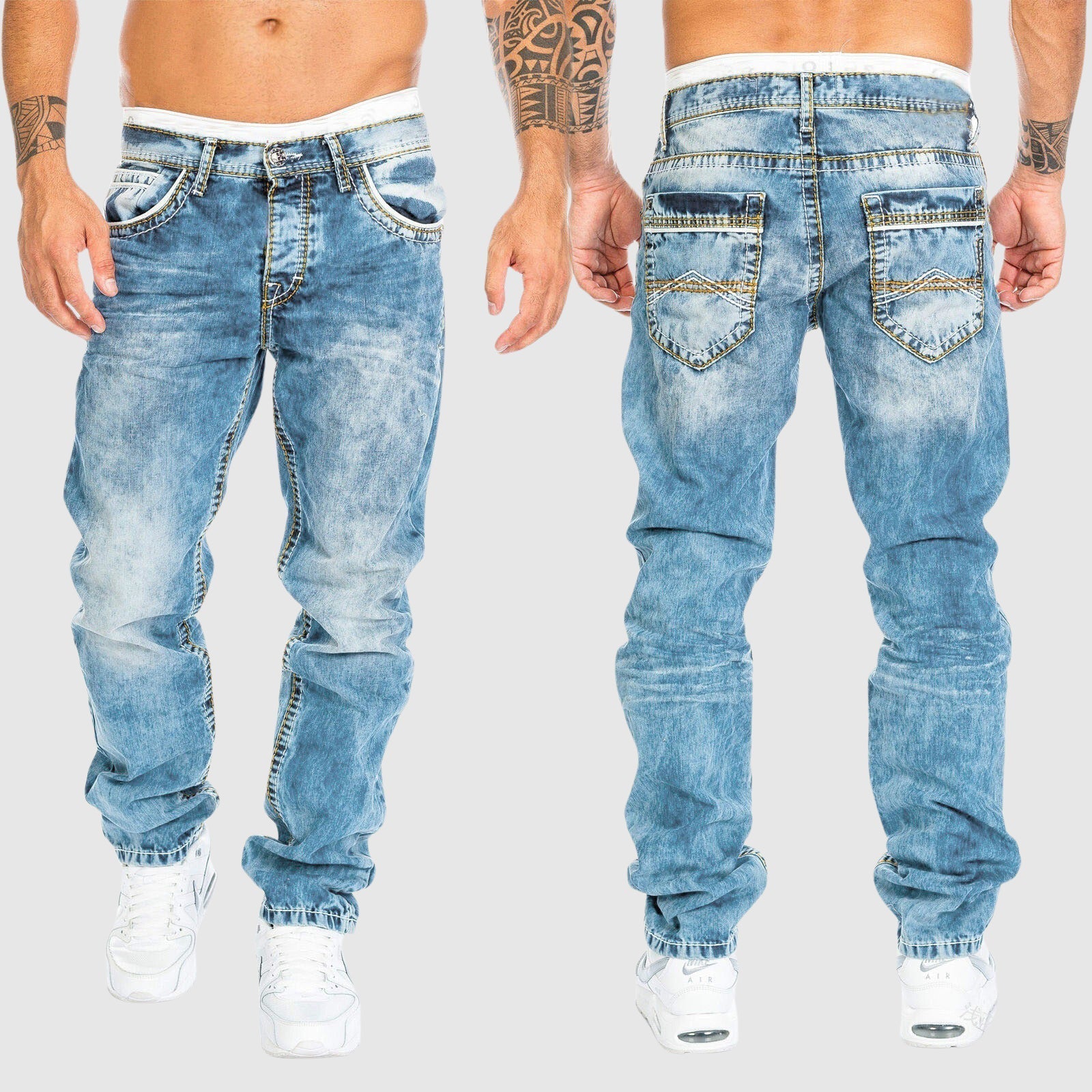 Herren Baggy Jeans | Verwaschen mit weitem Schnitt und tiefem Sitz