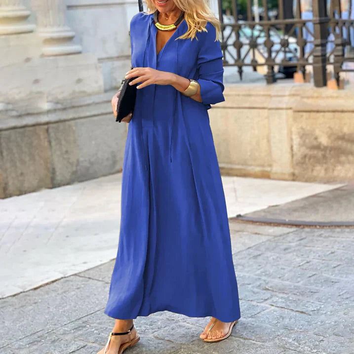 Damen Sommer Lockerer Schnitt Maxi Blusenkleid
