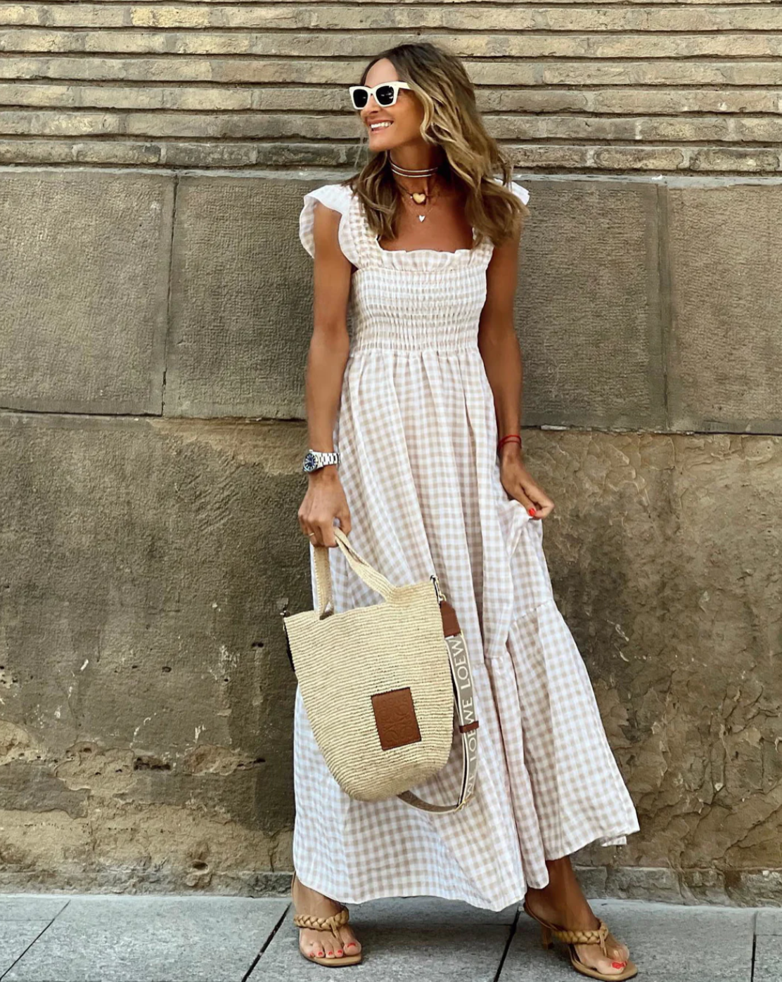 Damen Elastischem Oberteil Maxi Sommerkleid