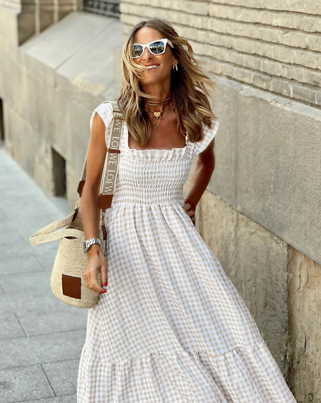 Damen Elastischem Oberteil Maxi Sommerkleid