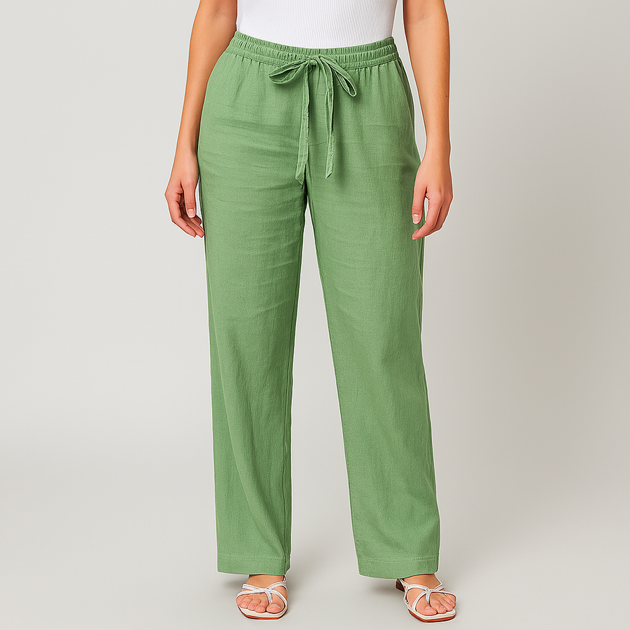 Damen Sommer Weite Leinen Tie Waist Hose
