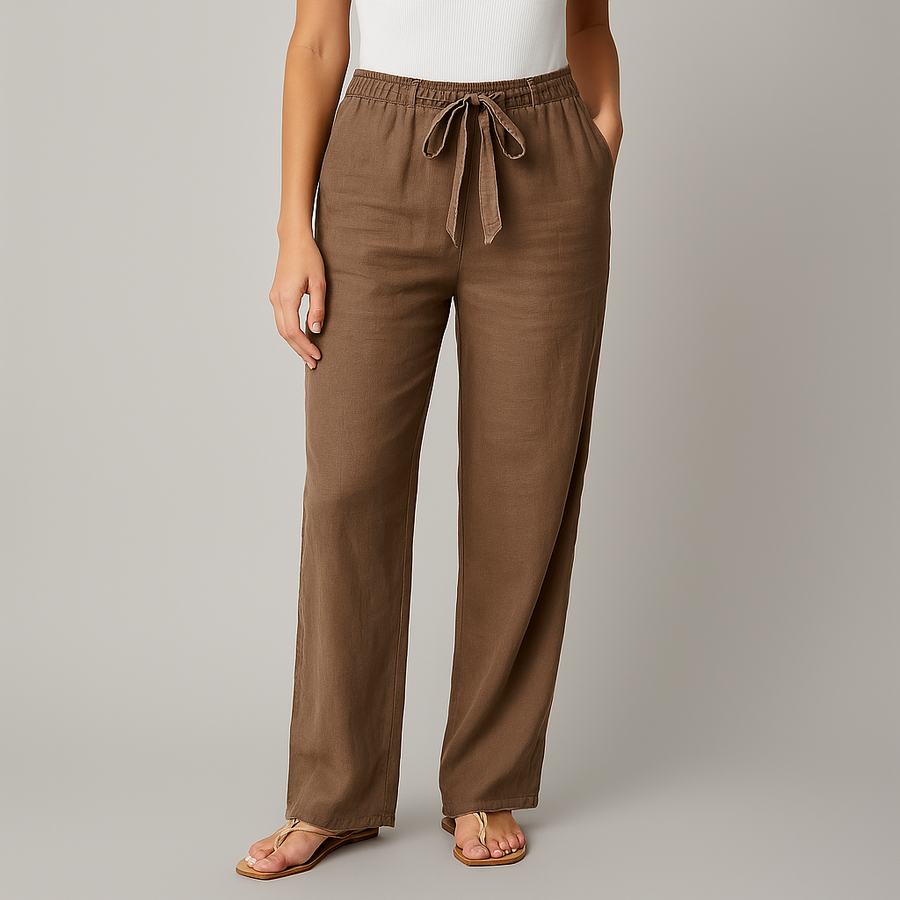 Damen Sommer Weite Leinen Tie Waist Hose