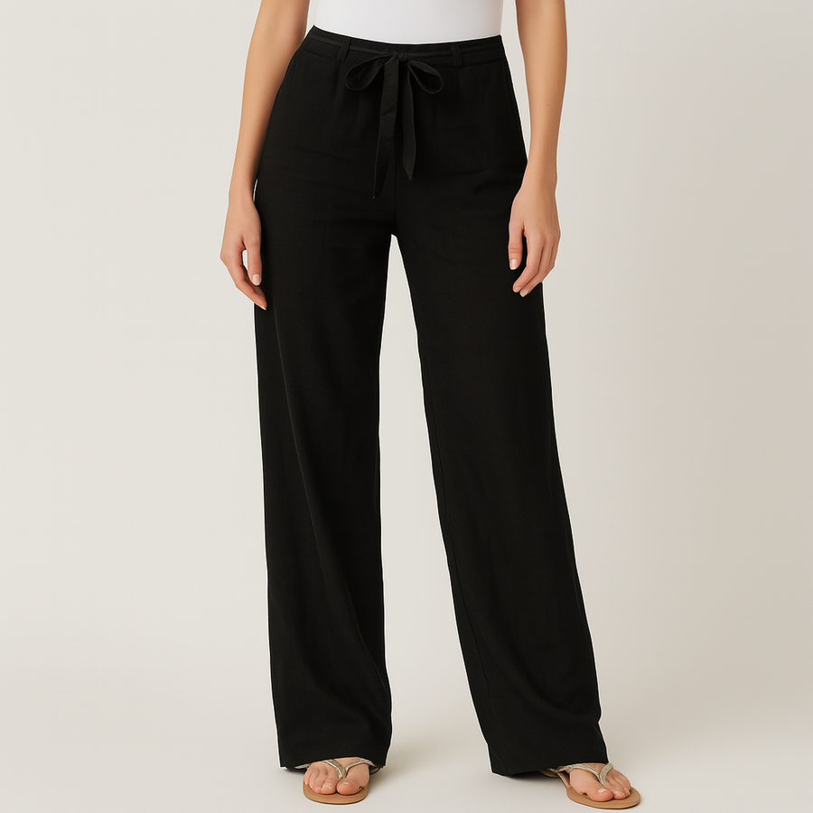 Damen Sommer Weite Leinen Tie Waist Hose