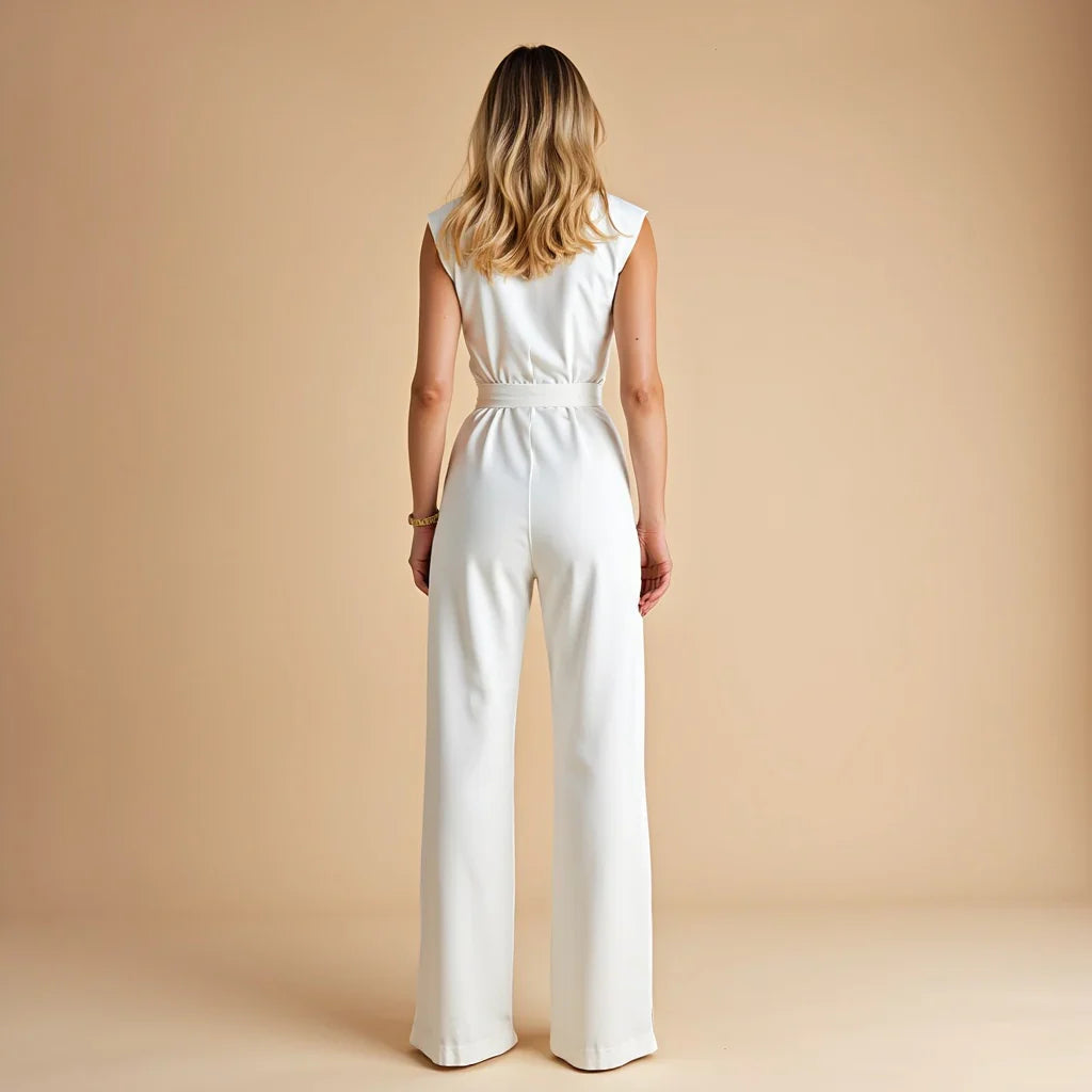 Damen Ärmelloser Taillierter Sommer Jumpsuit