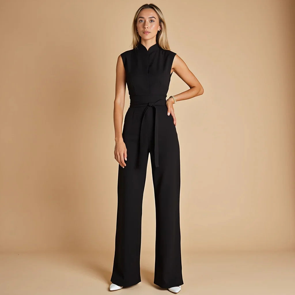 Damen Ärmelloser Taillierter Sommer Jumpsuit