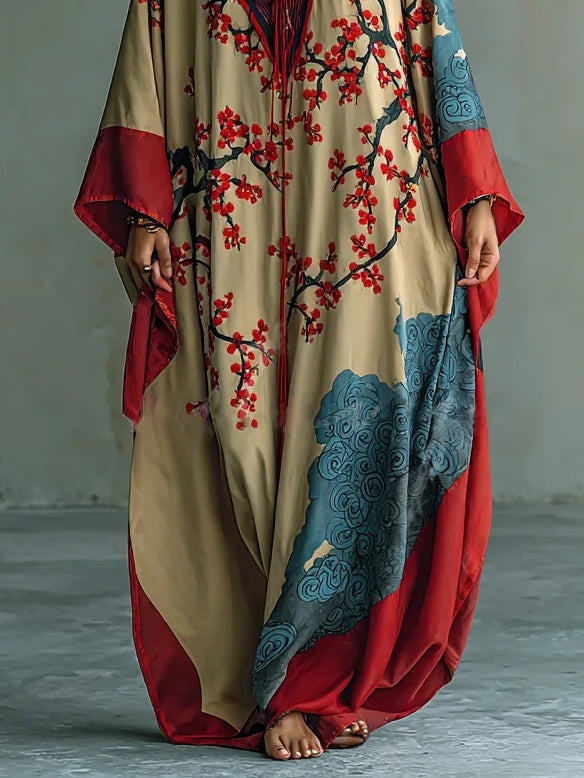 Damen Sommer V-Ausschnitt Bedrucktes Maxikleid