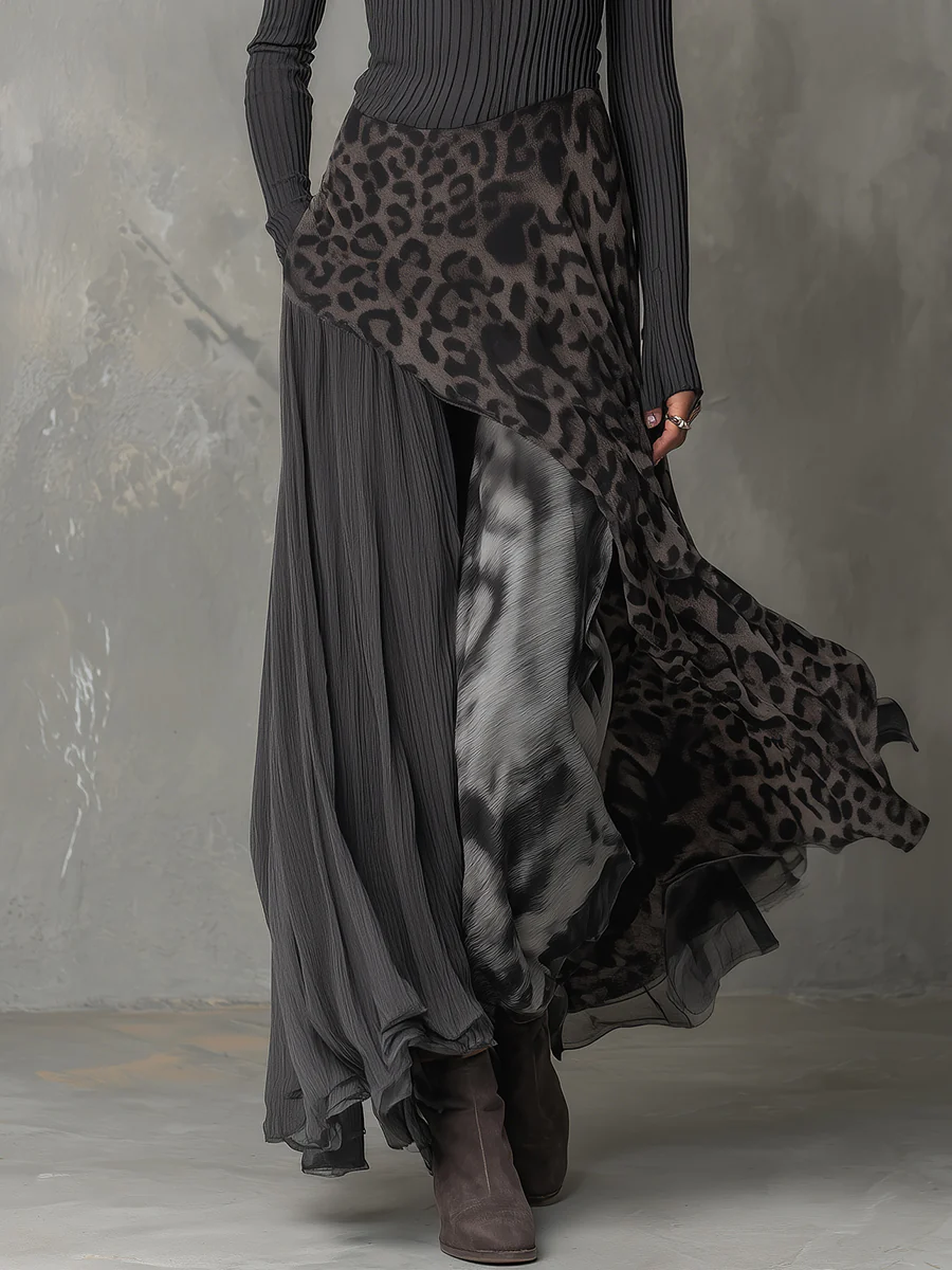 Damen Sommer Langarm Layered Maxikleid
