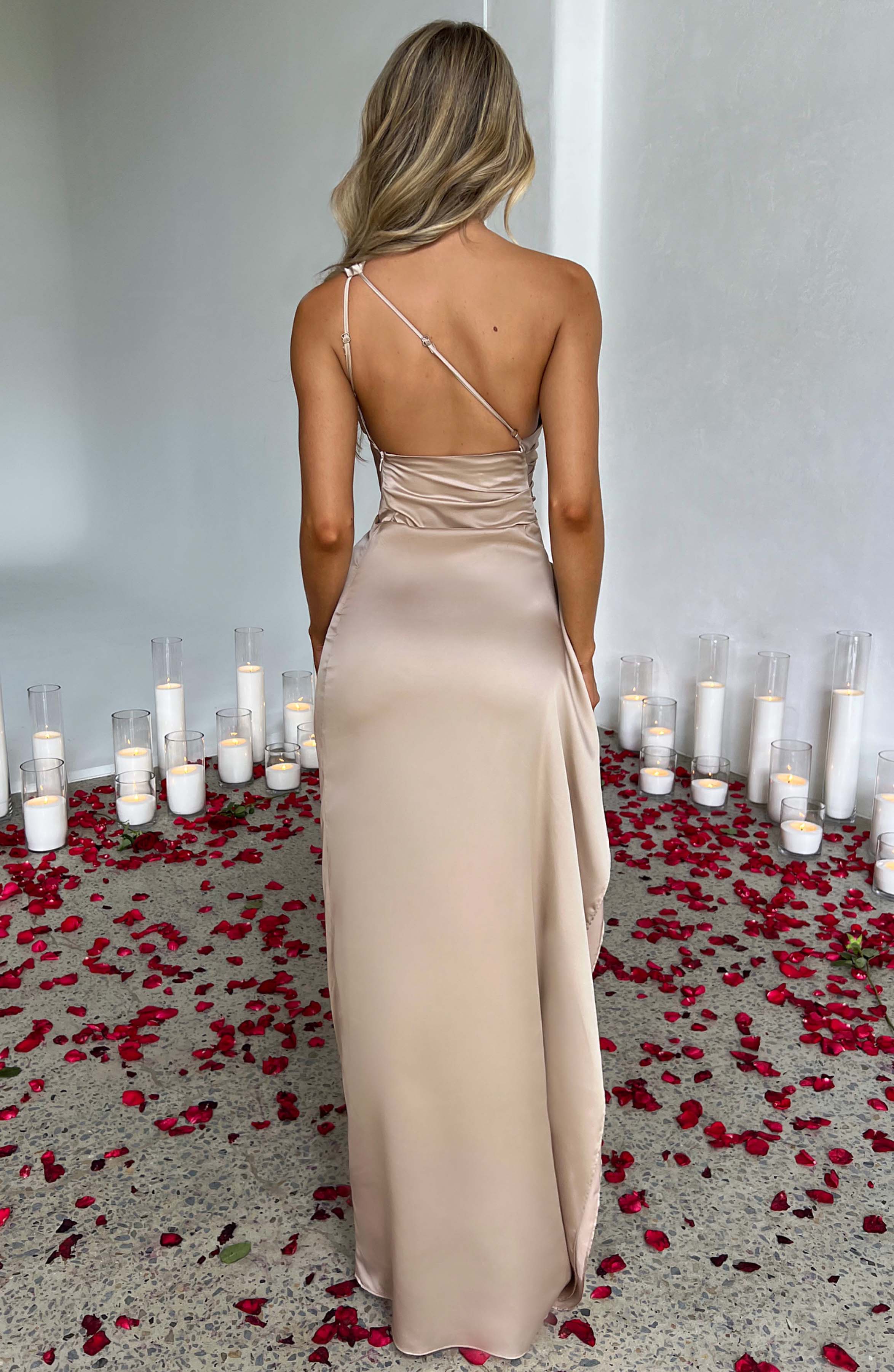 Damen Ein Schulter Drapiert Abendkleid