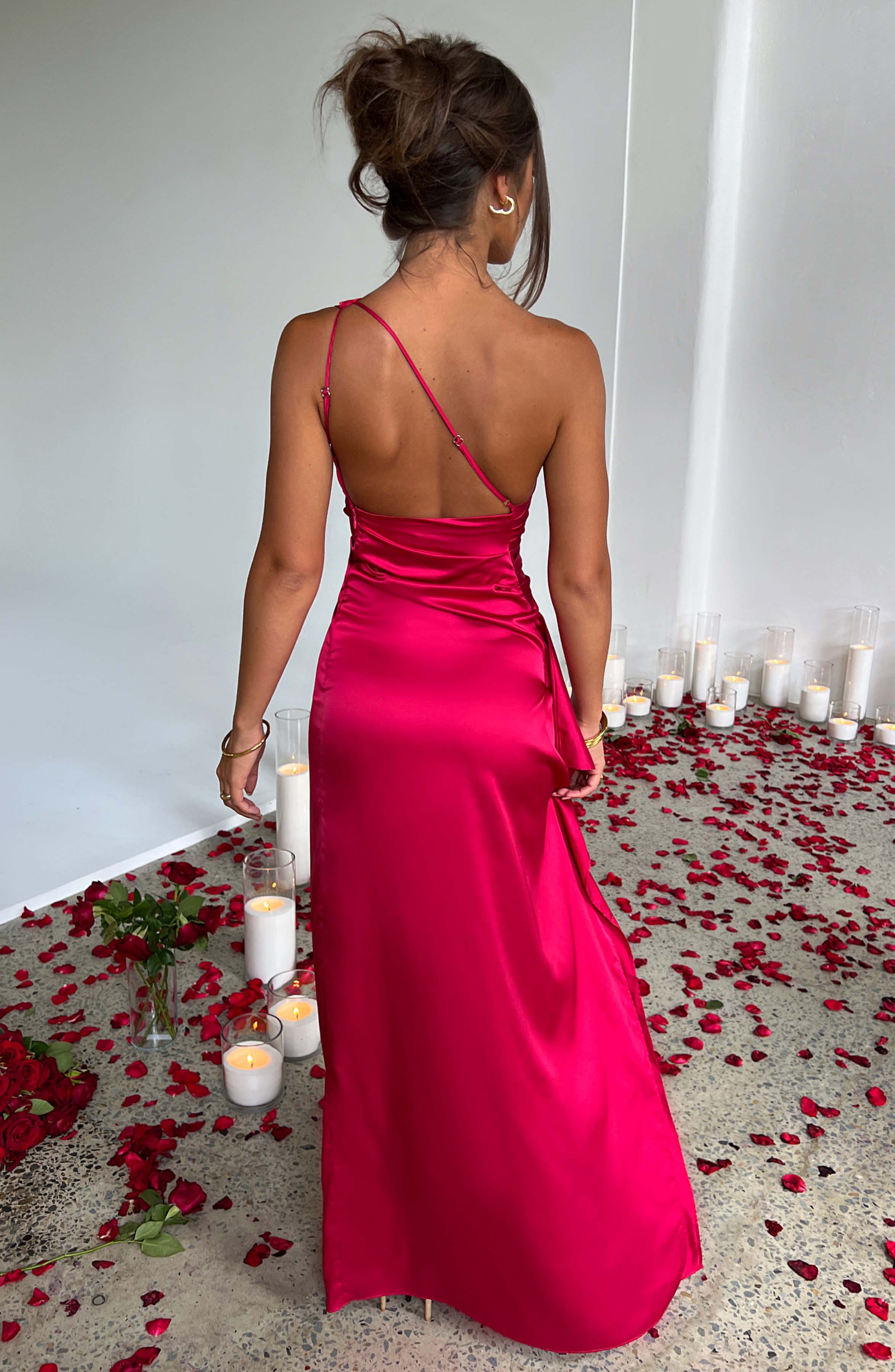 Damen Ein Schulter Drapiert Abendkleid
