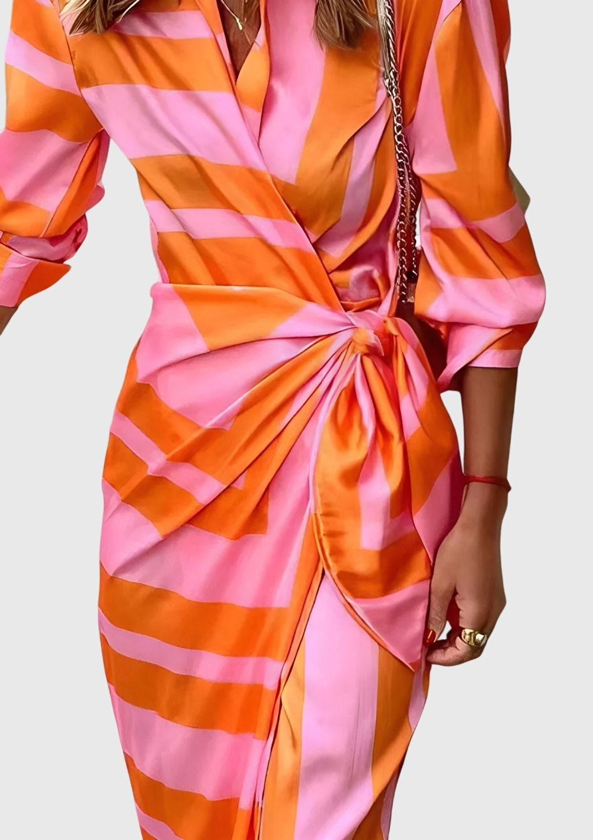 Damen Sommer Wickel Maxikleid mit Bindegürtel