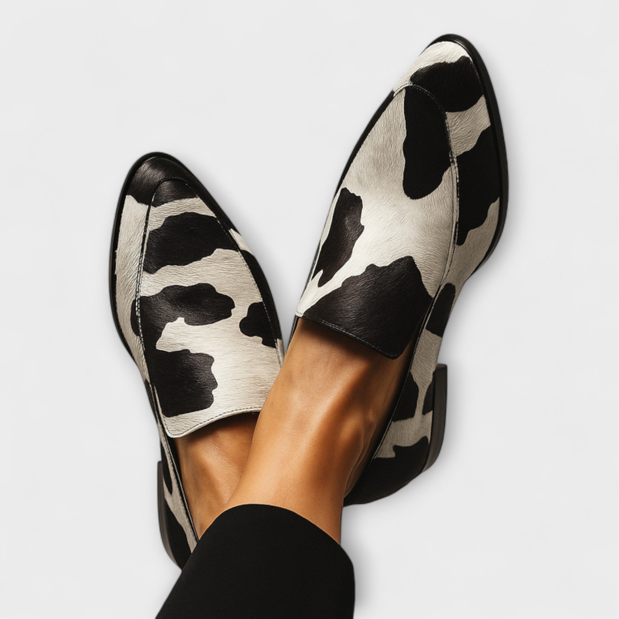 Damen Sommer Kuhmuster Slip On Loafers