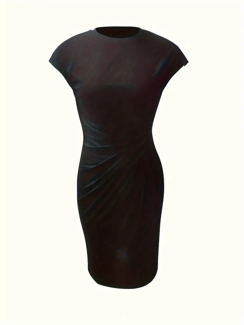 Damen Sommer Drapiert Elegant Bodycon Midikleid
