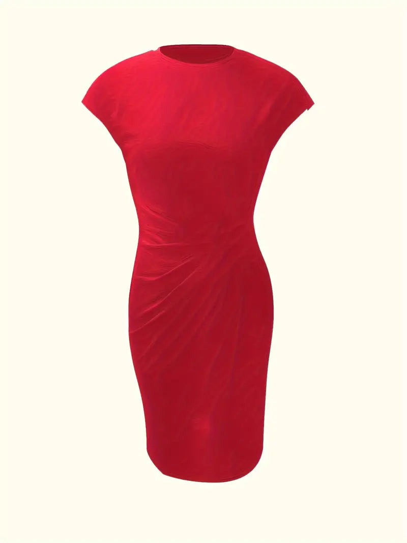 Damen Sommer Drapiert Elegant Bodycon Midikleid