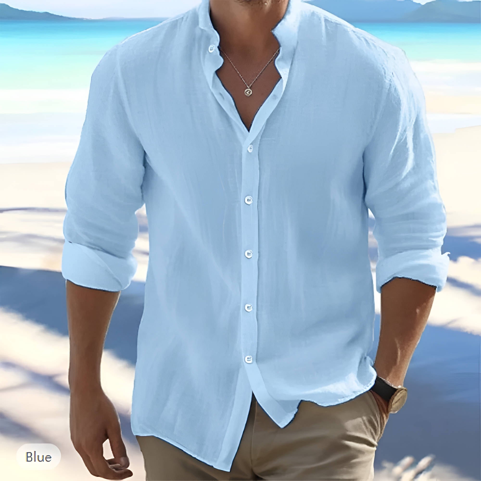 Herren Leichtes Leinen Sommer Hemd