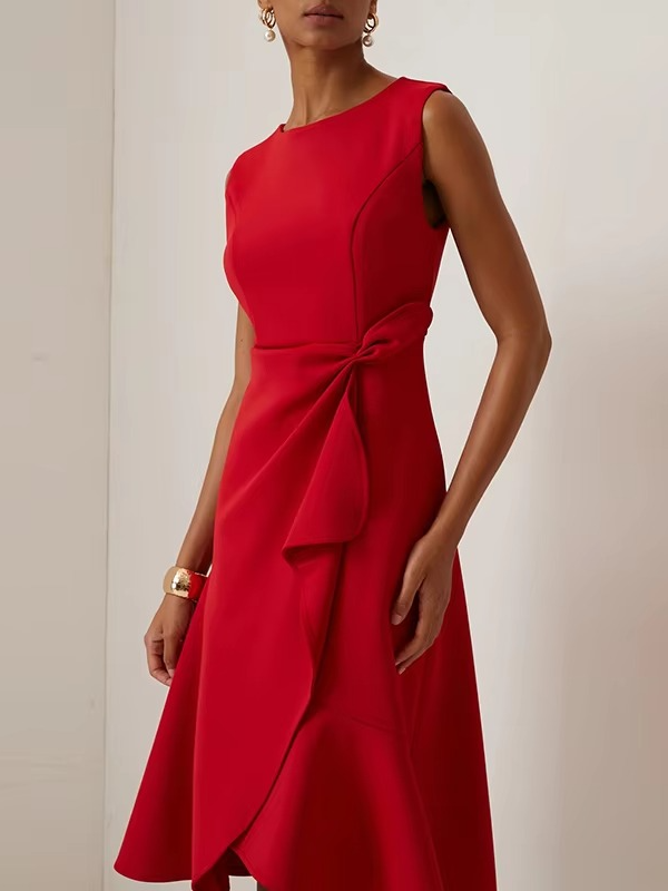 Damen Sommer Drapiert Midi Abendkleid