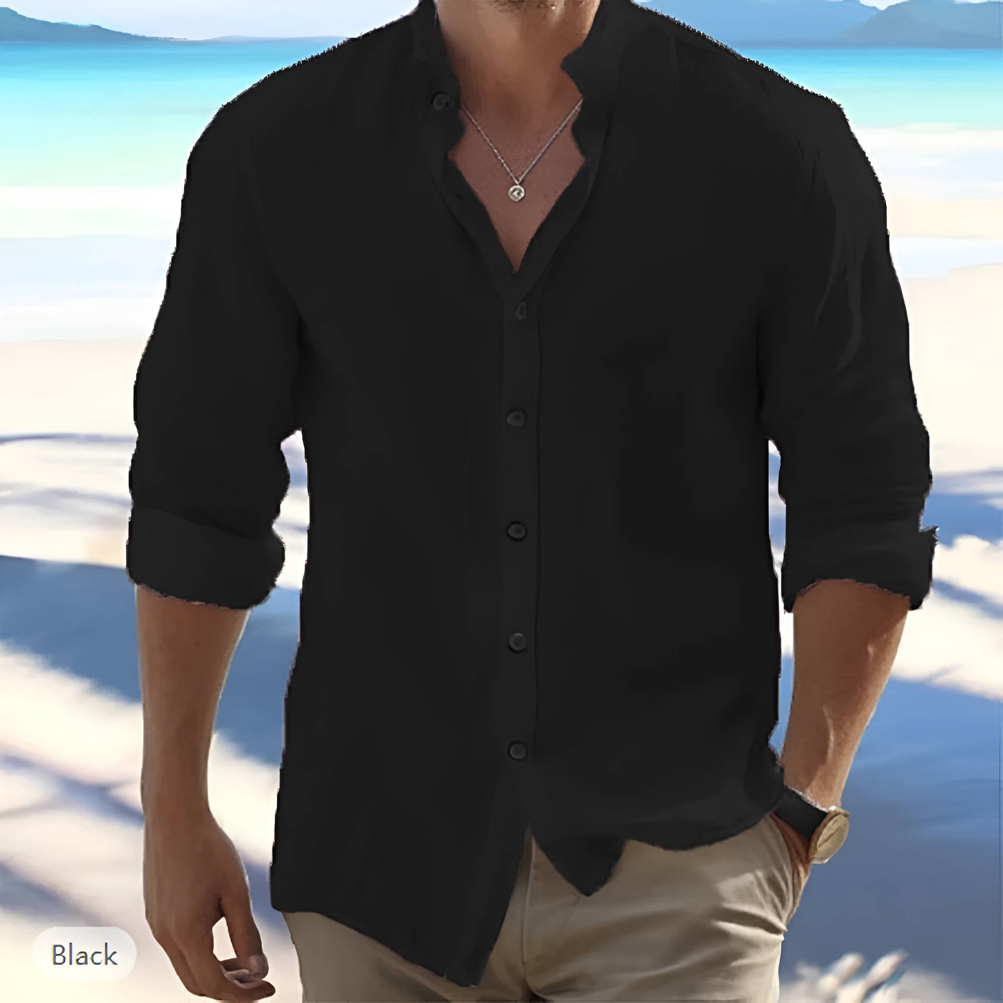Herren Leichtes Leinen Sommer Hemd