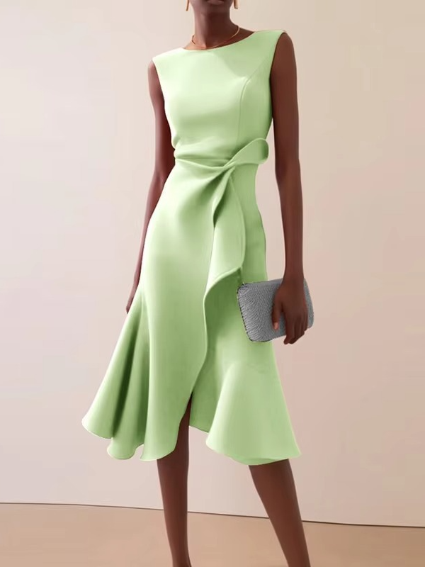 Damen Sommer Drapiert Midi Abendkleid