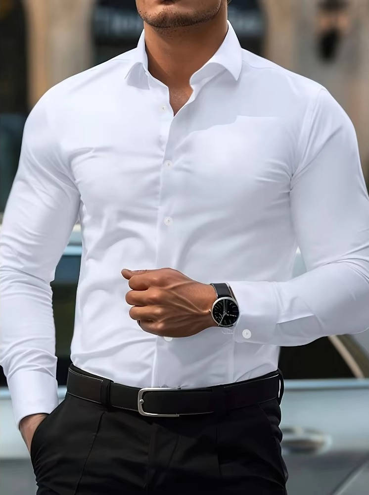 Herren Slim Fit Geschnitten Business Button Down Hemd