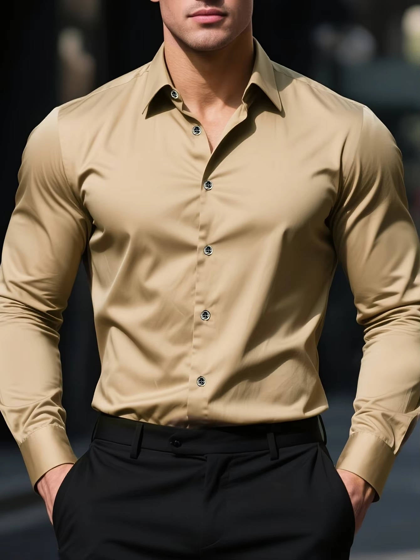 Herren Slim Fit Geschnitten Business Button Down Hemd
