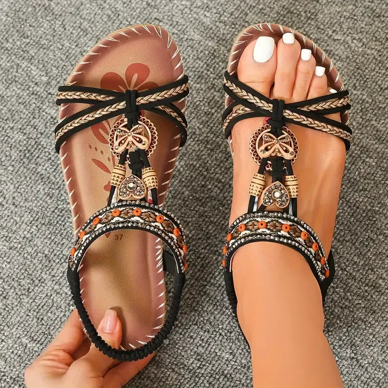 Damen Mehrriemen Orthopädische Boho Sandalen