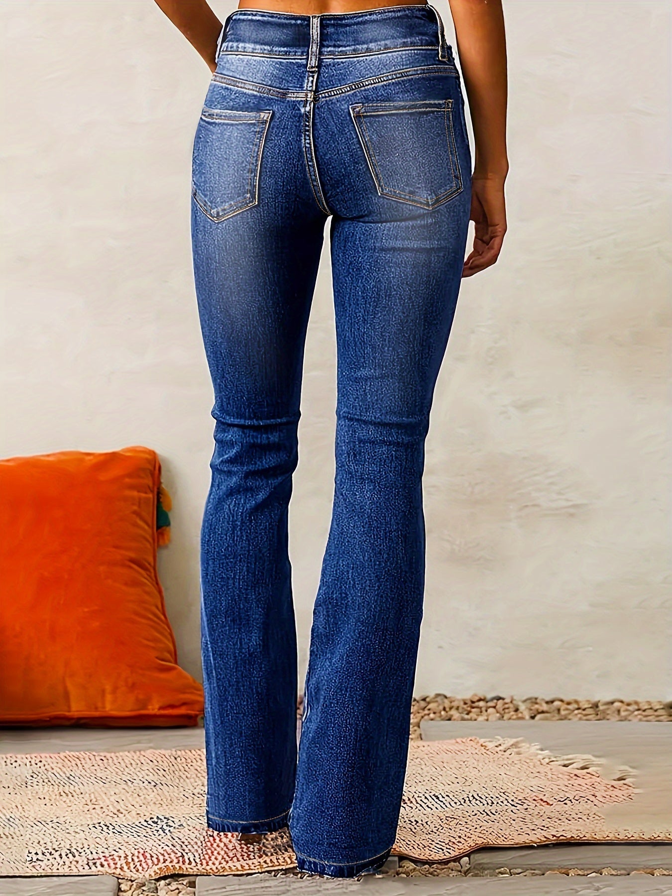 Damen Gerade High-Waist Wide-Leg Jeanshose