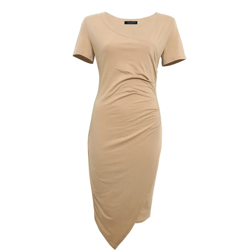Damen Sommer Drapiert Elegant Bodycon Midikleid