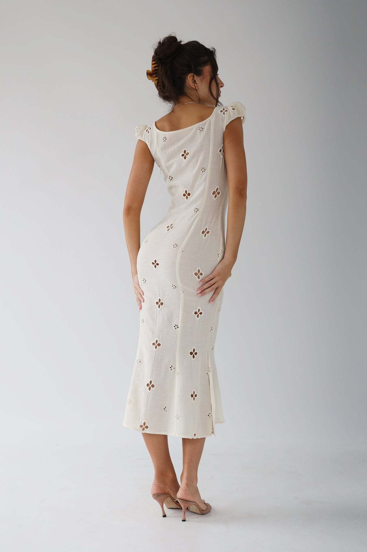 Damen Sommer Cut-Out Hochzeitsgast Midikleid