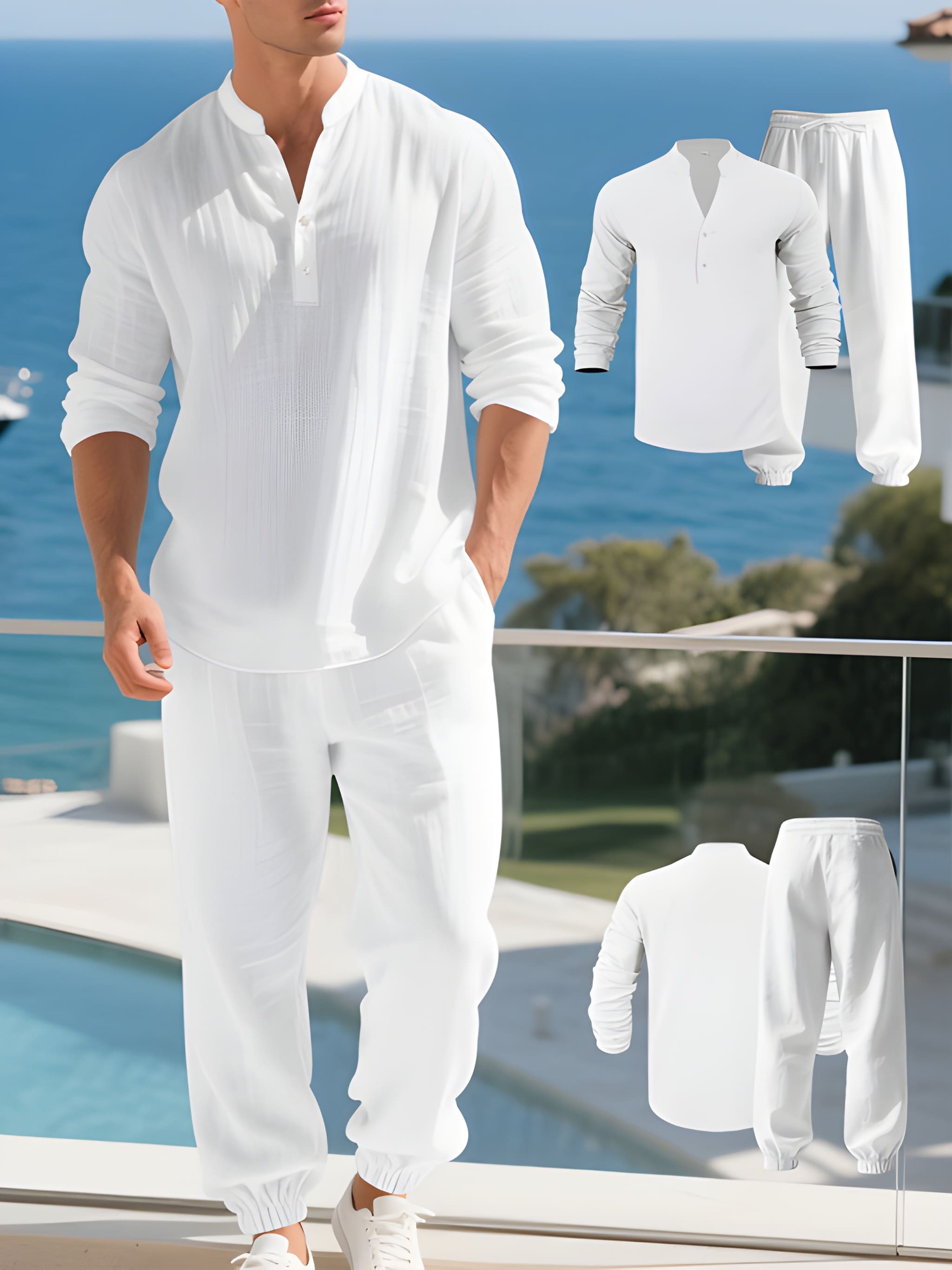 Herren Straight Fit Sommer Set mit Kordelzug