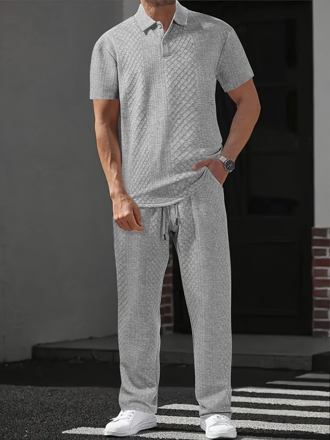 Herren Straight Fit Polokragen Sommer Set