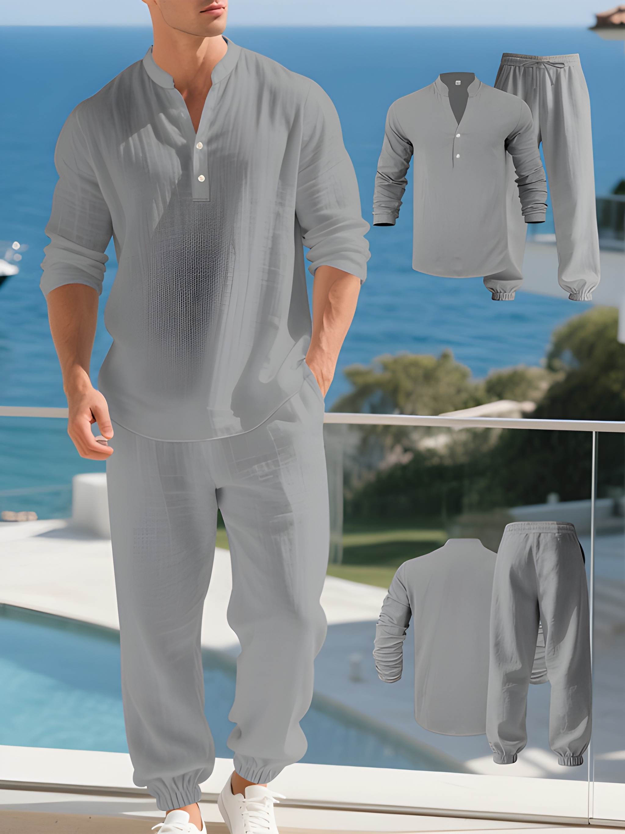 Herren Straight Fit Sommer Set mit Kordelzug