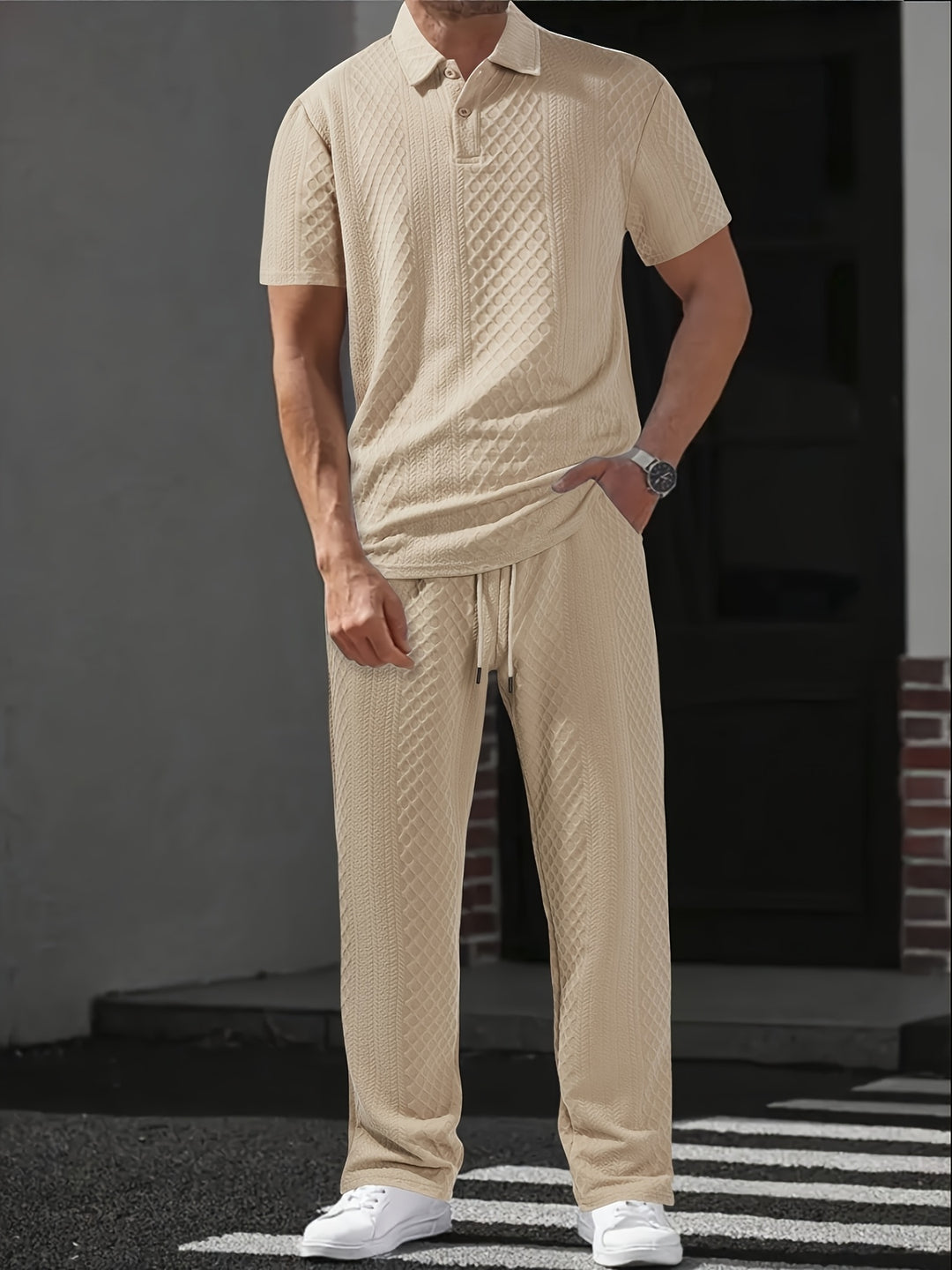 Herren Straight Fit Polokragen Sommer Set