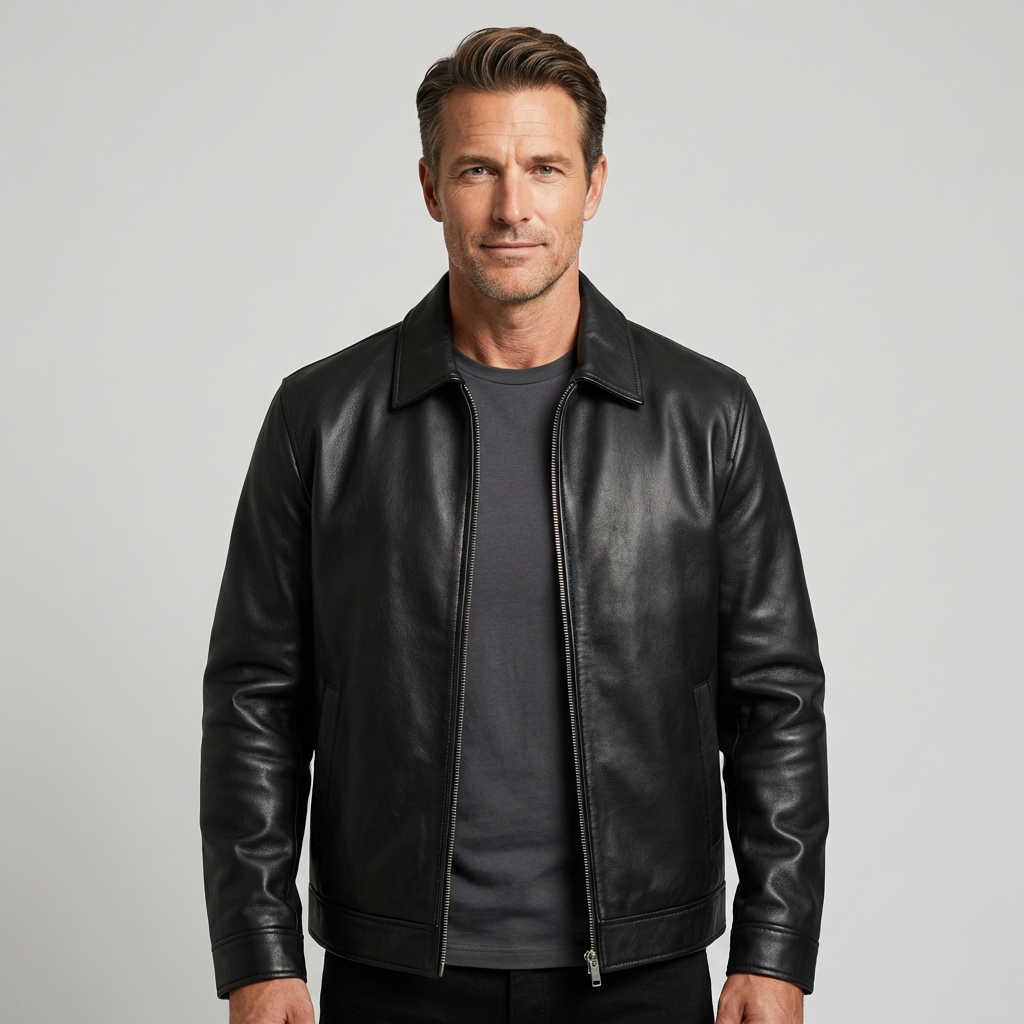 Herren Oversized Bikerjacke mit Reißverschluss