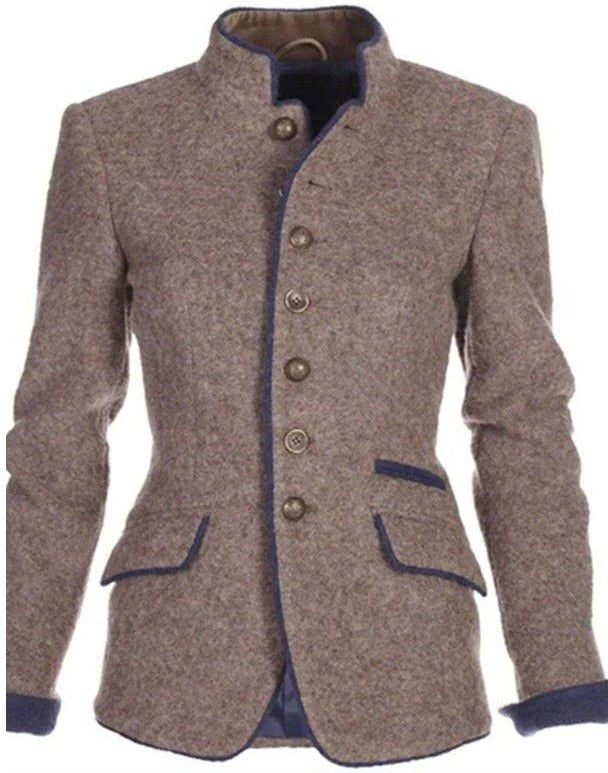 Damen Stehkragen Knopfleiste Blazer