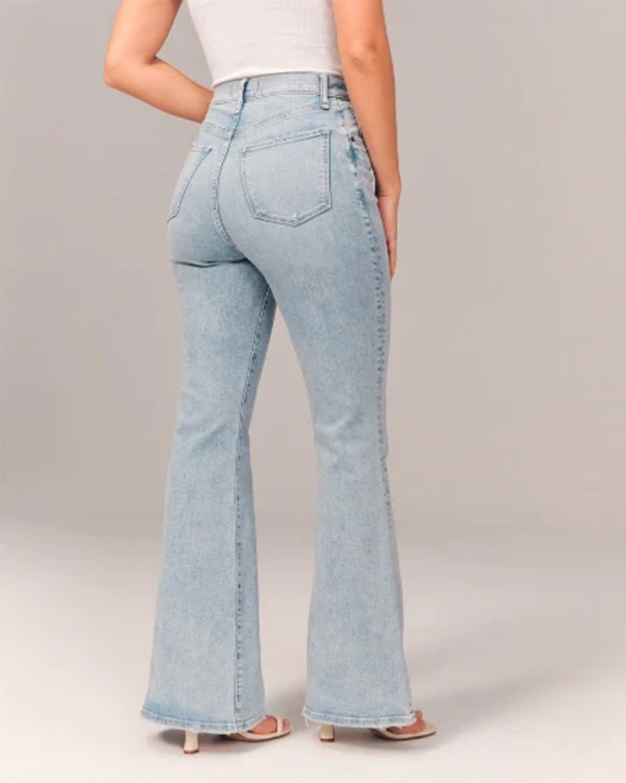 Damen Hochgeschnittene Ausgestellte Jeans
