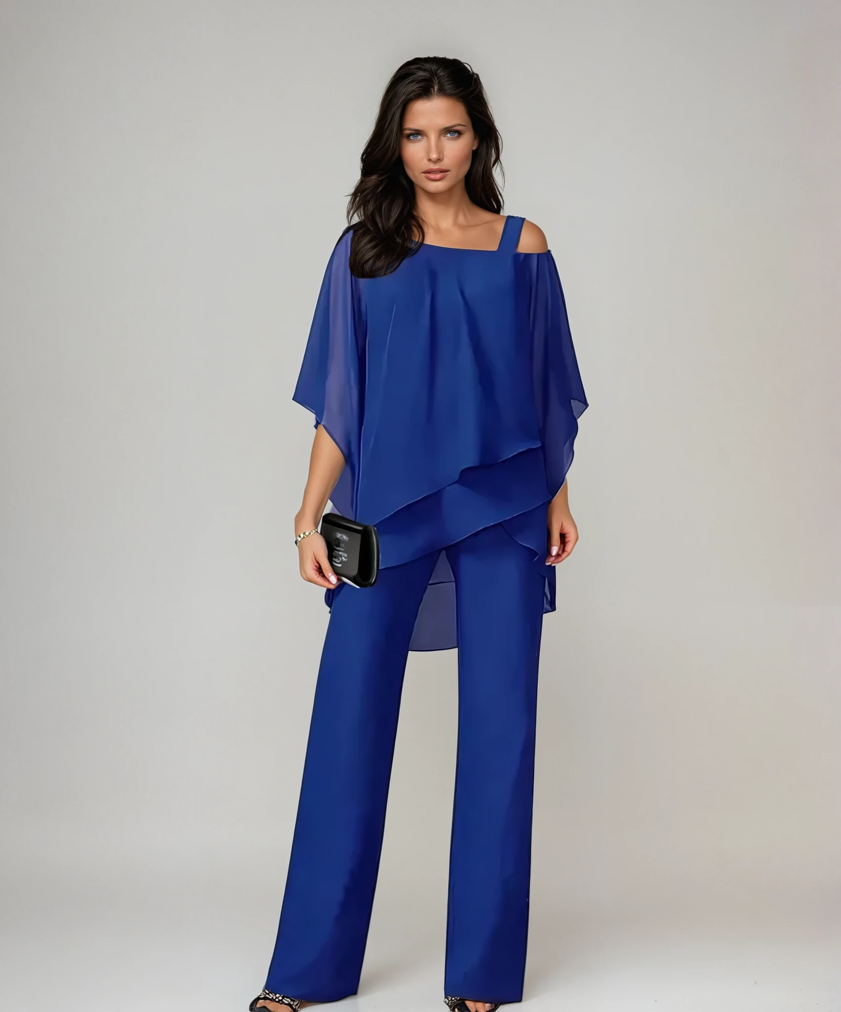 Damen Sommer Weites Bein Zweiteiler Jumpsuit