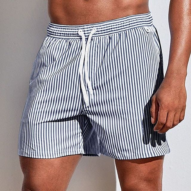 Herren Sommer Streifen Badehose mit Elastischer Bund