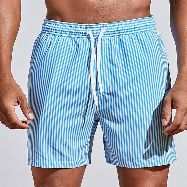 Herren Sommer Streifen Badehose mit Elastischer Bund
