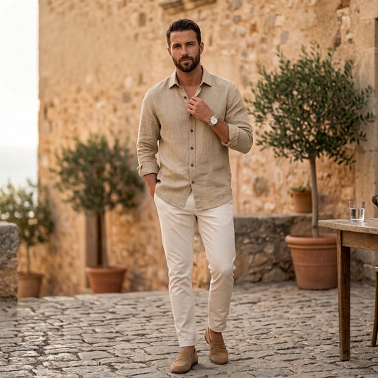 Elias | Herren Sommer Leinen Langarmhemd