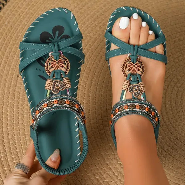 Damen Mehrriemen Orthopädische Boho Sandalen