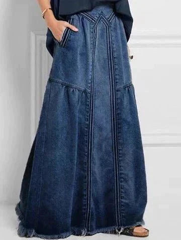 Damen Strukturierter Sommer Jeansrock