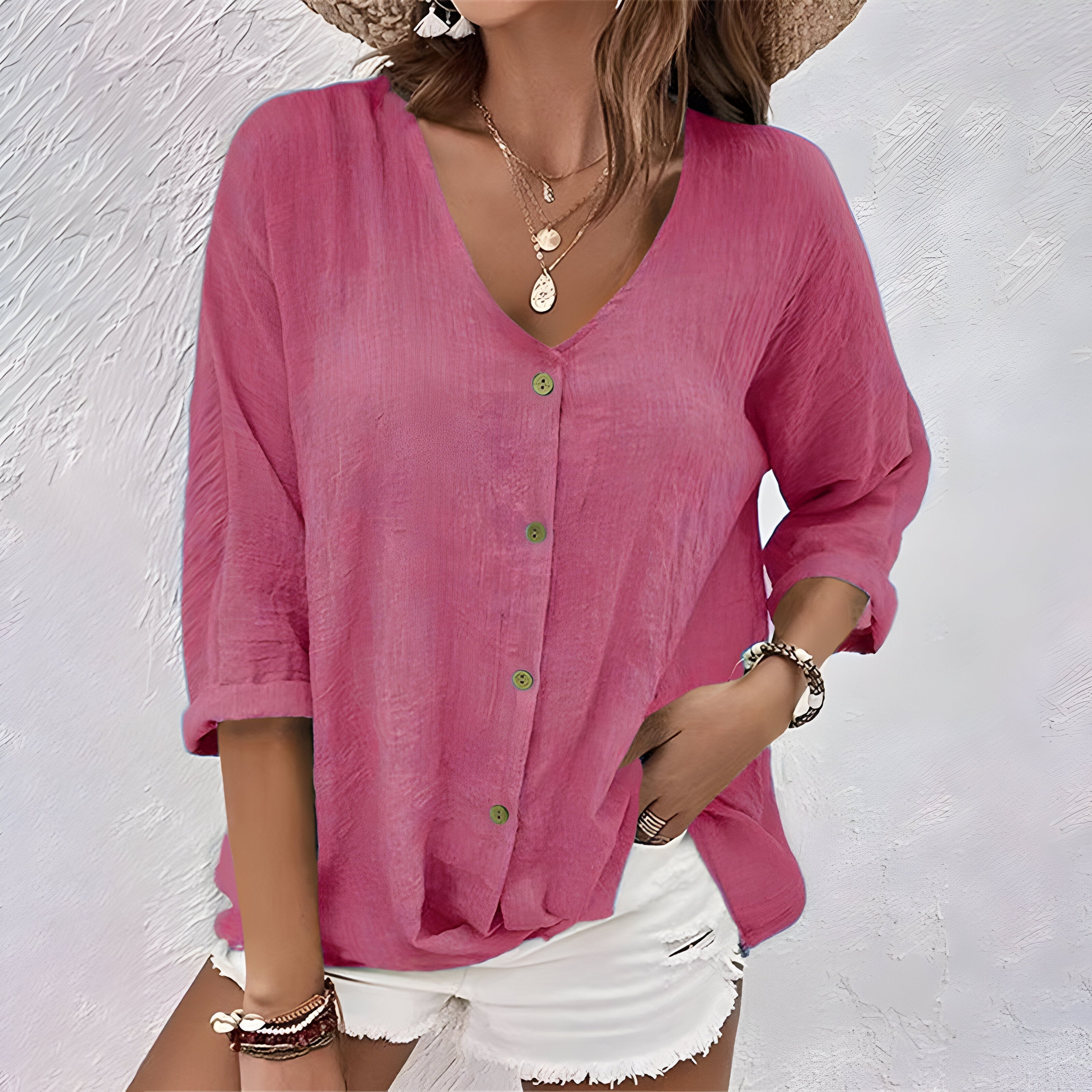 Damen Lockere Bluse mit Knopfleiste im Relaxed-Fit-Stil