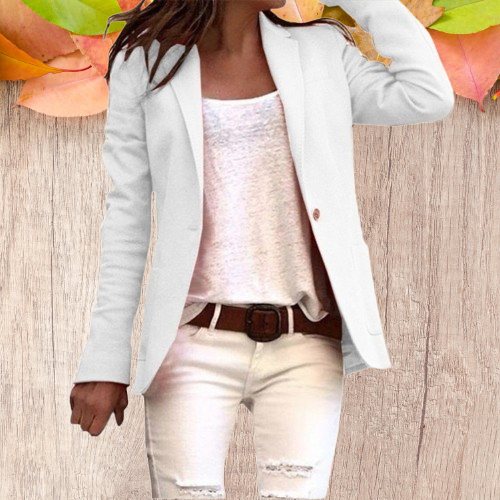 Damen Tailliert Geknöpft Slim Fit Blazer